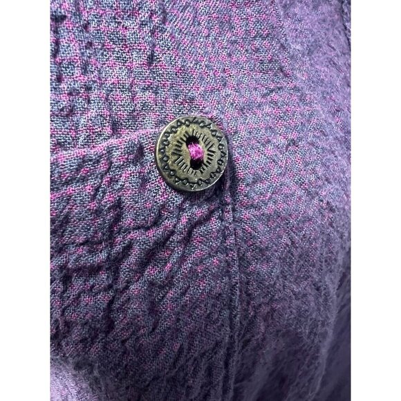FREE PEOPLE Womens MEDIUM Textured Purple Button-Up Shirt With Pockets BEACH REL - Picture 5 of 10
